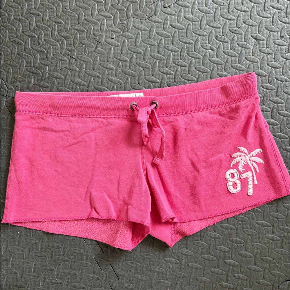 Aeropostale  Pink Drawstring Shorts with Palm Tree Embroidery